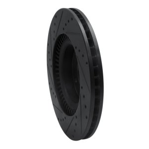 Hyundai Genesis Sedan Brake Rotor (1) - Front Right - R1 Concepts - Drilled & Slotted - Black - `09-`11